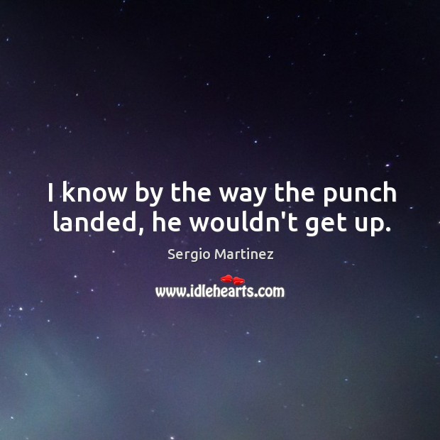 I know by the way the punch landed, he wouldn’t get up. Sergio Martinez Picture Quote