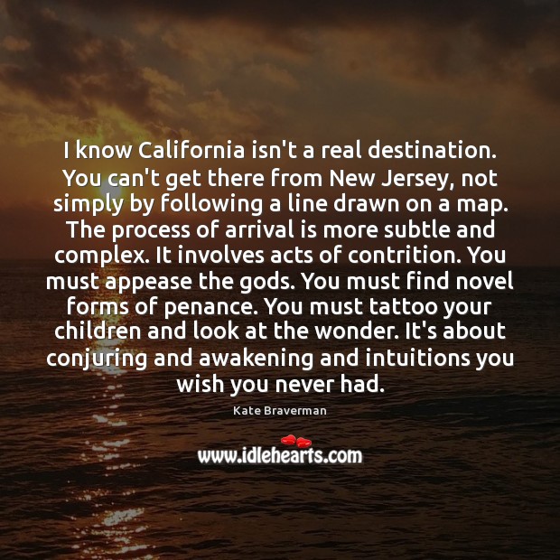 I know California isn’t a real destination. You can’t get there from Kate Braverman Picture Quote