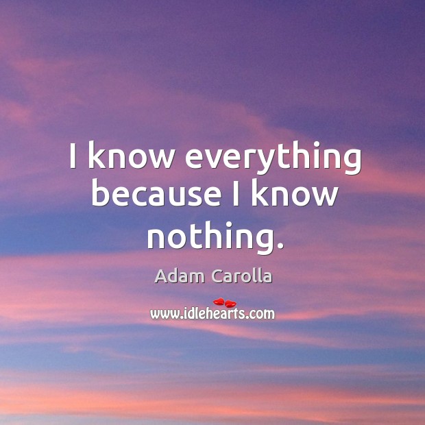 I know everything because I know nothing. Image