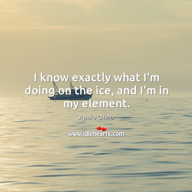 I know exactly what I’m doing on the ice, and I’m in my element. Apolo Ohno Picture Quote