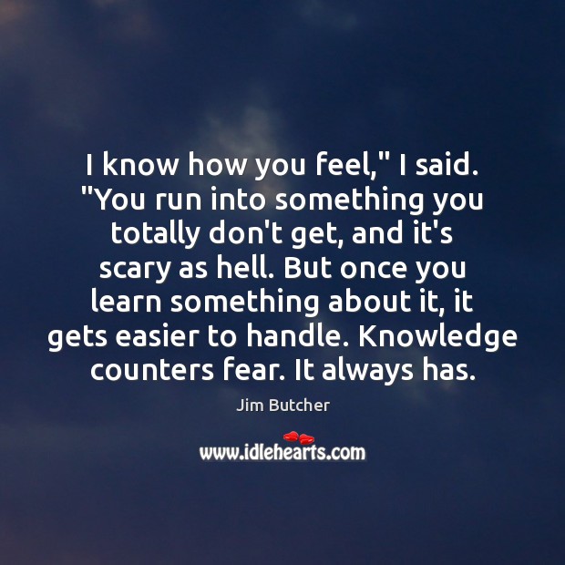 I know how you feel,” I said. “You run into something you Jim Butcher Picture Quote