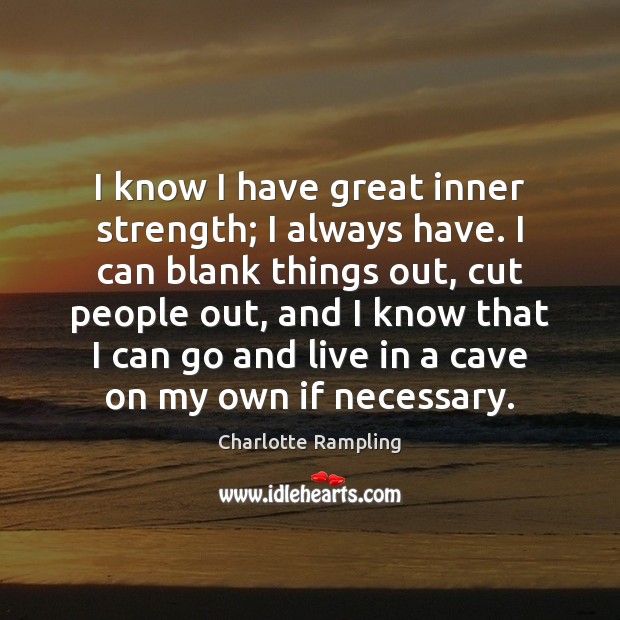 I know I have great inner strength; I always have. I can Charlotte Rampling Picture Quote
