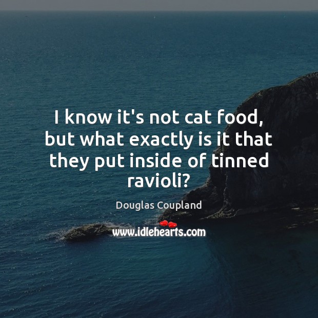 I know it’s not cat food, but what exactly is it that they put inside of tinned ravioli? Douglas Coupland Picture Quote