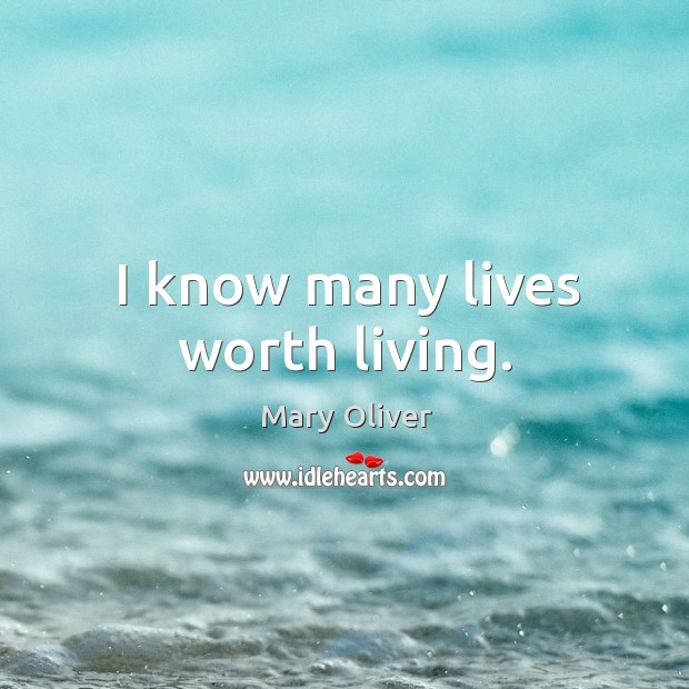 I know many lives worth living. Mary Oliver Picture Quote