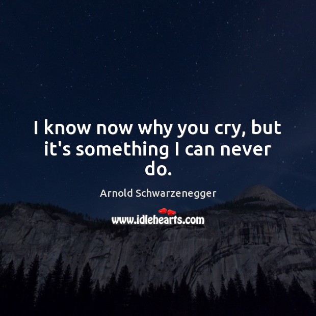 I know now why you cry, but it’s something I can never do. Image