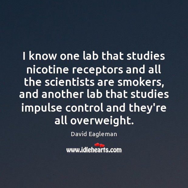 I know one lab that studies nicotine receptors and all the scientists David Eagleman Picture Quote