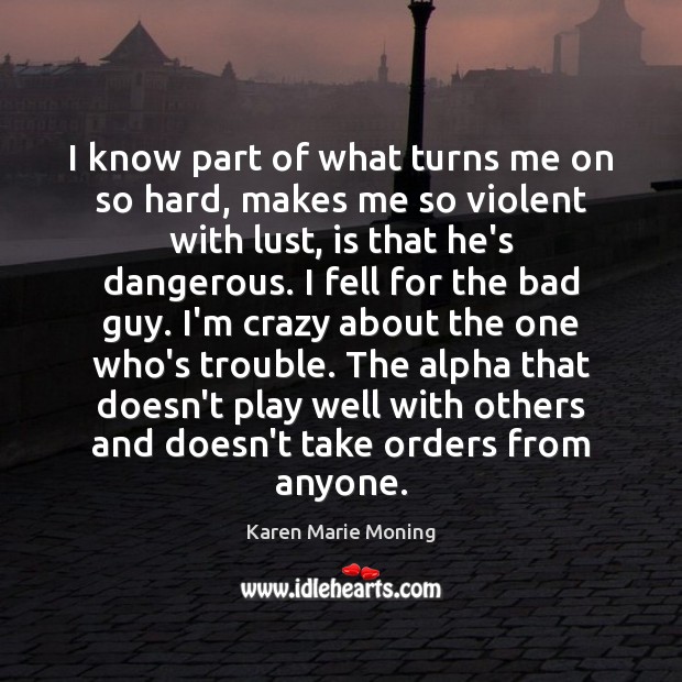 I know part of what turns me on so hard, makes me Karen Marie Moning Picture Quote