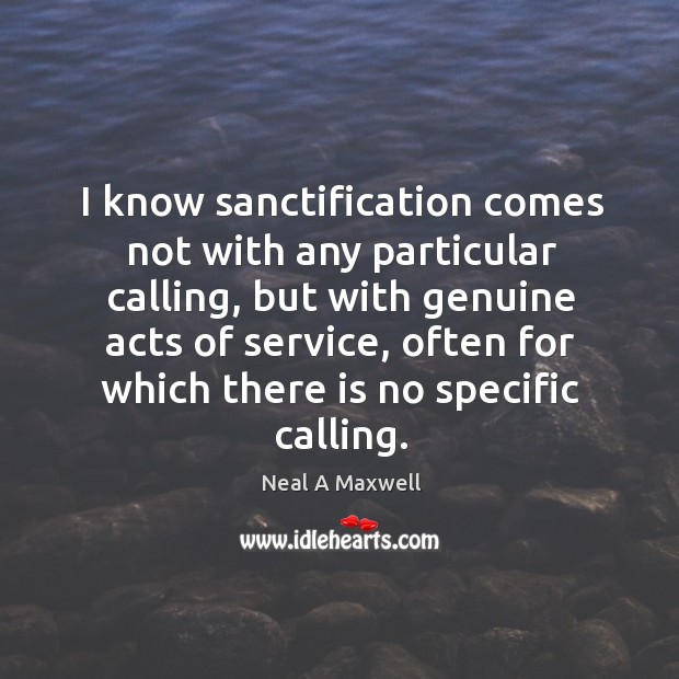 I know sanctification comes not with any particular calling, but with genuine Image