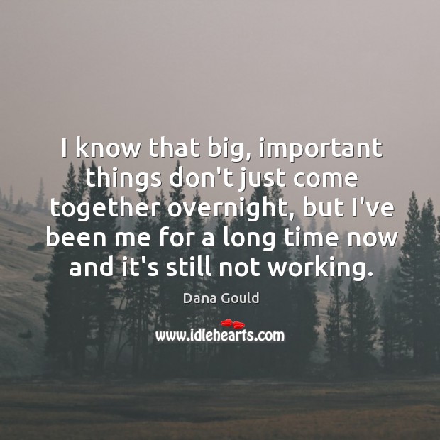 I know that big, important things don’t just come together overnight, but Dana Gould Picture Quote