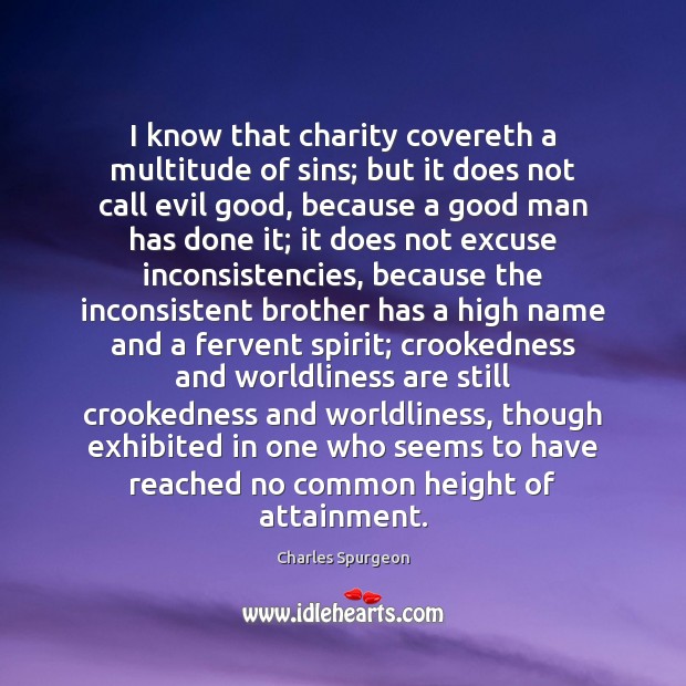 I know that charity covereth a multitude of sins; but it does Charles Spurgeon Picture Quote