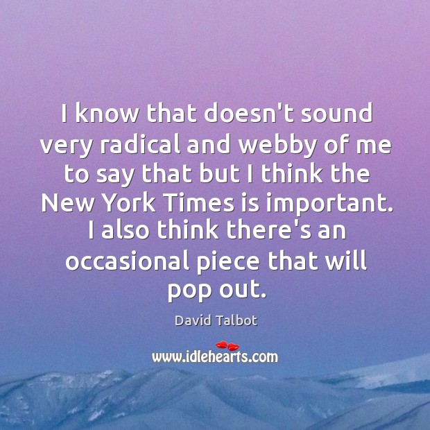 I know that doesn’t sound very radical and webby of me to David Talbot Picture Quote