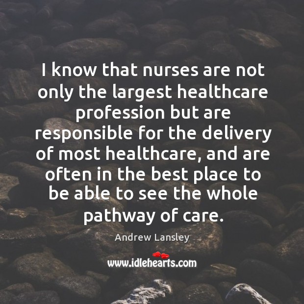 I know that nurses are not only the largest healthcare profession but Andrew Lansley Picture Quote