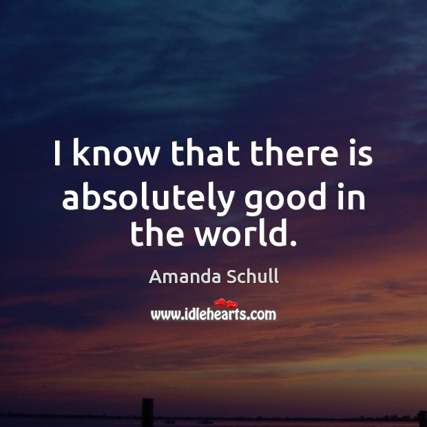 I know that there is absolutely good in the world. Amanda Schull Picture Quote