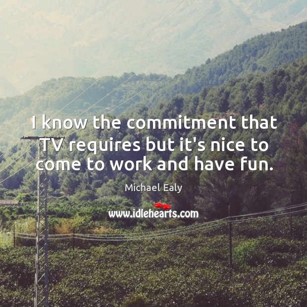 I know the commitment that TV requires but it’s nice to come to work and have fun. Michael Ealy Picture Quote