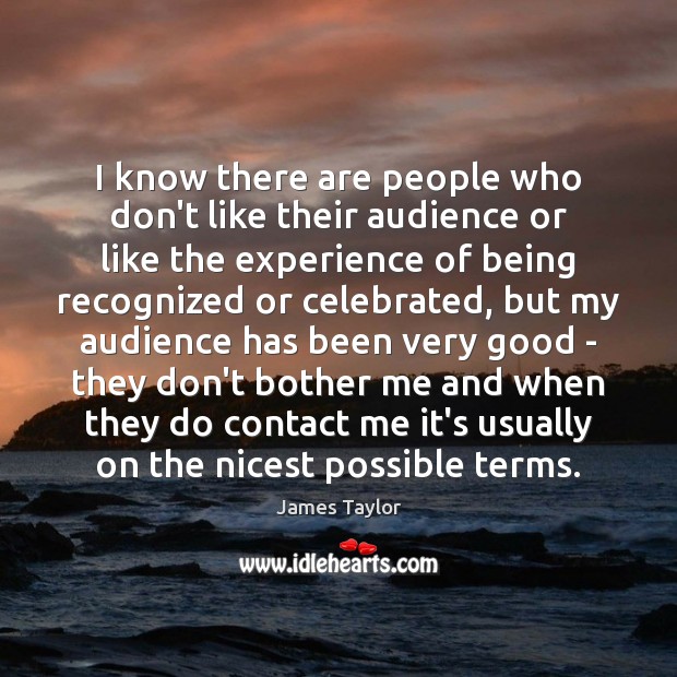 I know there are people who don’t like their audience or like James Taylor Picture Quote