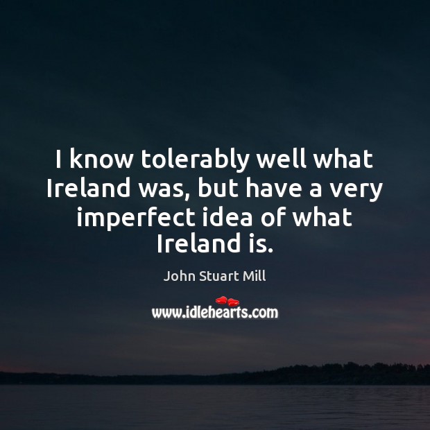 I know tolerably well what Ireland was, but have a very imperfect idea of what Ireland is. John Stuart Mill Picture Quote