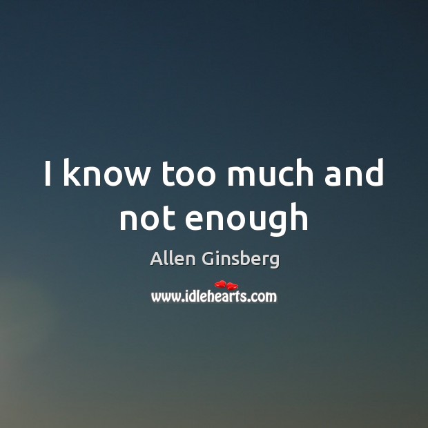 I know too much and not enough Allen Ginsberg Picture Quote