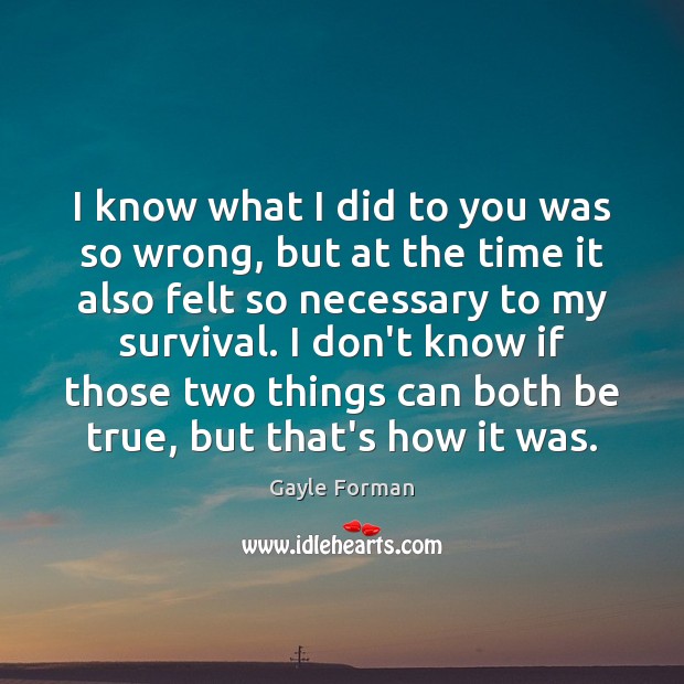 I know what I did to you was so wrong, but at Gayle Forman Picture Quote
