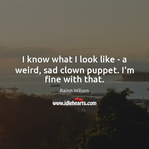 I know what I look like – a weird, sad clown puppet. I’m fine with that. Rainn Wilson Picture Quote
