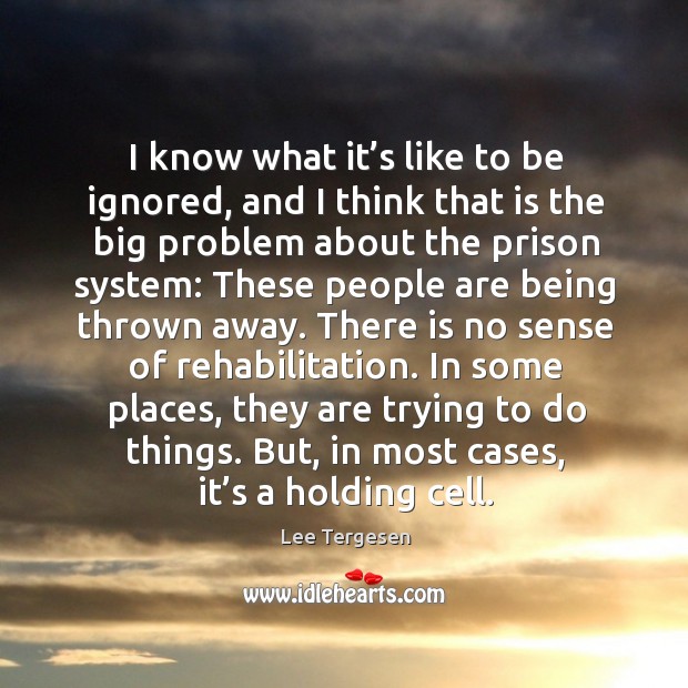 I know what it’s like to be ignored, and I think that is the big problem about the prison system: Lee Tergesen Picture Quote