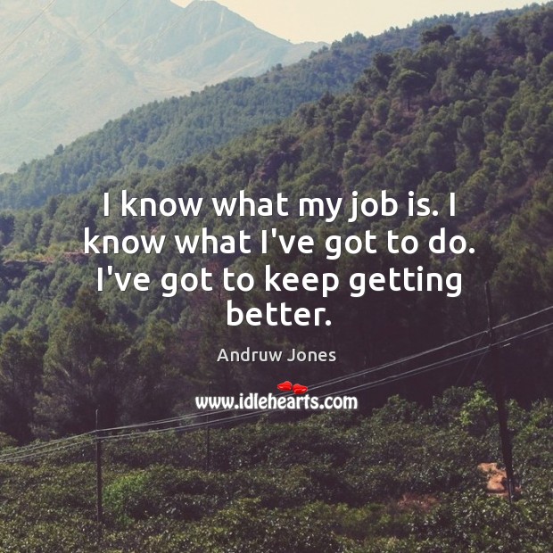 I know what my job is. I know what I’ve got to do. I’ve got to keep getting better. Andruw Jones Picture Quote