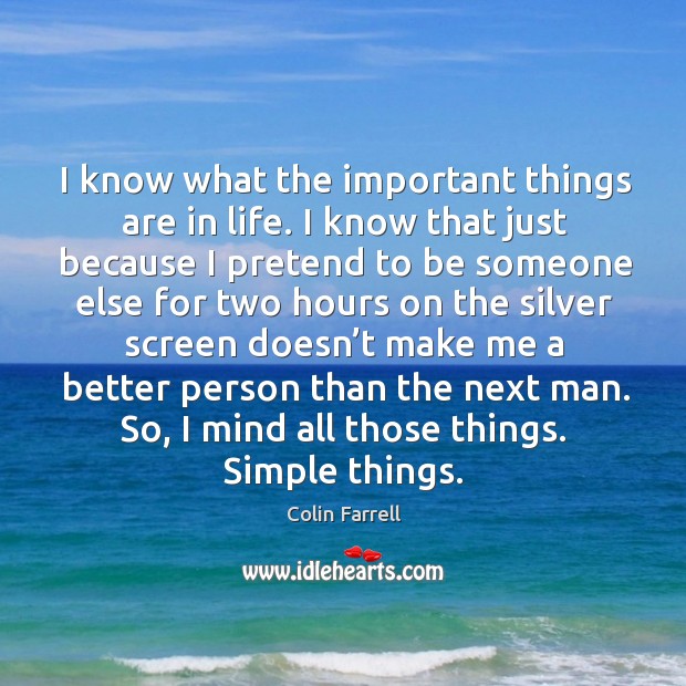 I know what the important things are in life. I know that just because I pretend to be Pretend Quotes Image