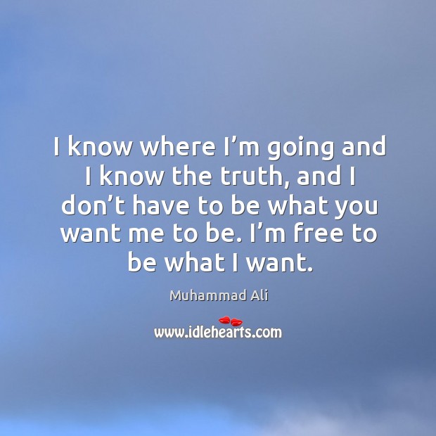 I know where I’m going and I know the truth, and I don’t have to be what you want me to be. Image