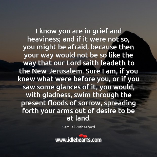 I know you are in grief and heaviness; and if it were Image