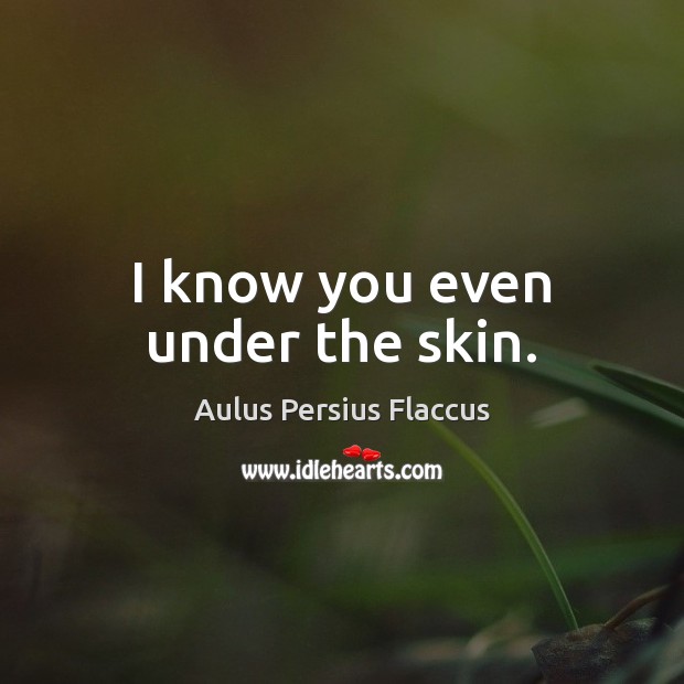 I know you even under the skin. Aulus Persius Flaccus Picture Quote