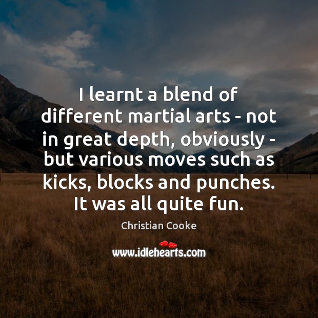 I learnt a blend of different martial arts – not in great Christian Cooke Picture Quote