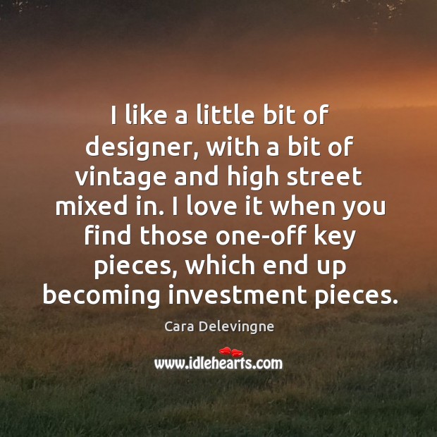 I like a little bit of designer, with a bit of vintage Cara Delevingne Picture Quote