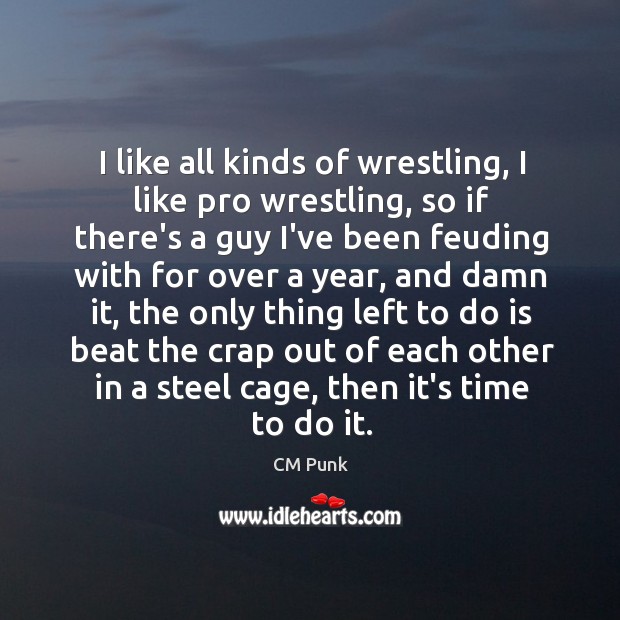I like all kinds of wrestling, I like pro wrestling, so if CM Punk Picture Quote