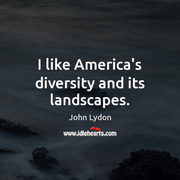 I like America’s diversity and its landscapes. John Lydon Picture Quote