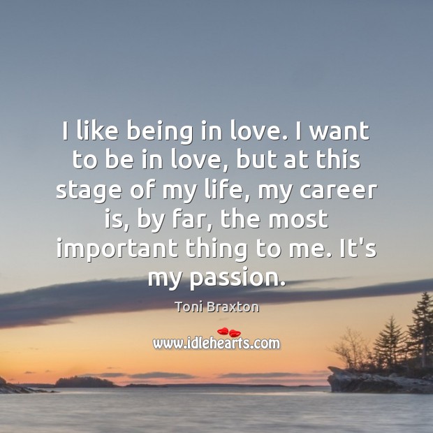 I like being in love. I want to be in love, but Toni Braxton Picture Quote