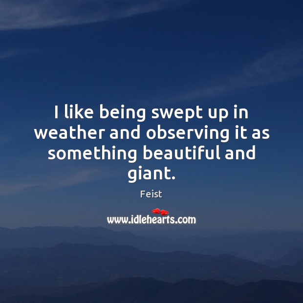 I like being swept up in weather and observing it as something beautiful and giant. Feist Picture Quote