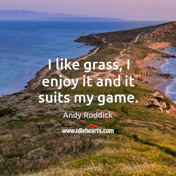 I like grass, I enjoy it and it suits my game. Andy Roddick Picture Quote