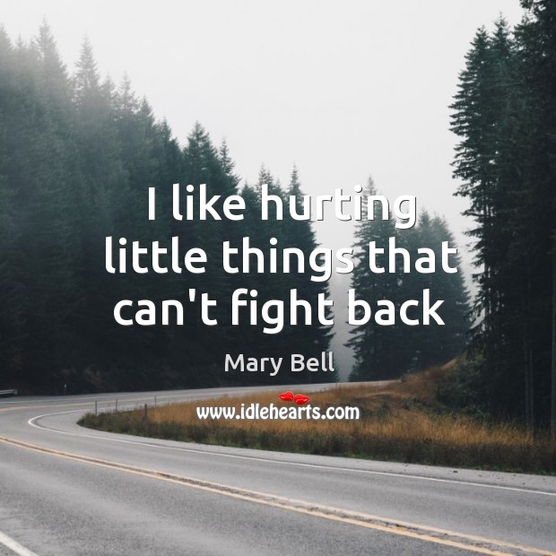 I like hurting little things that can’t fight back Mary Bell Picture Quote