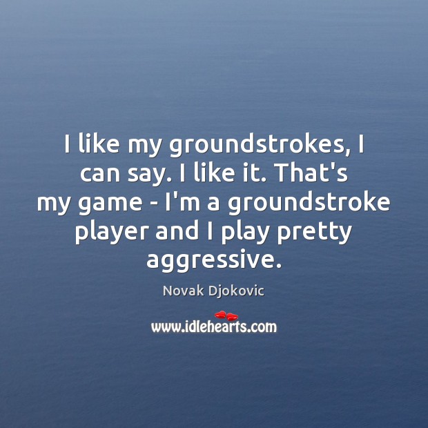 I like my groundstrokes, I can say. I like it. That’s my Novak Djokovic Picture Quote