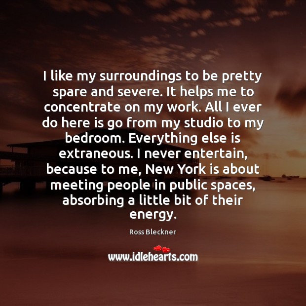 I like my surroundings to be pretty spare and severe. It helps Ross Bleckner Picture Quote