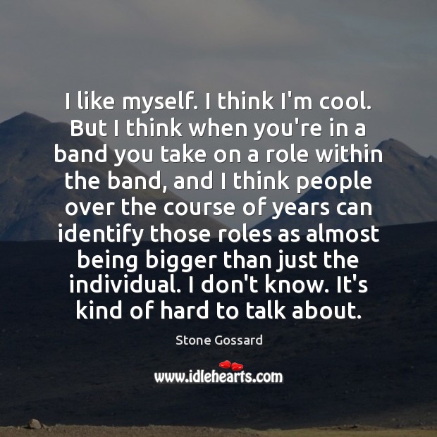 I like myself. I think I’m cool. But I think when you’re Stone Gossard Picture Quote