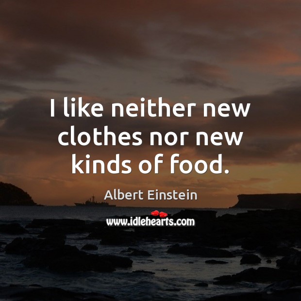 I like neither new clothes nor new kinds of food. Image