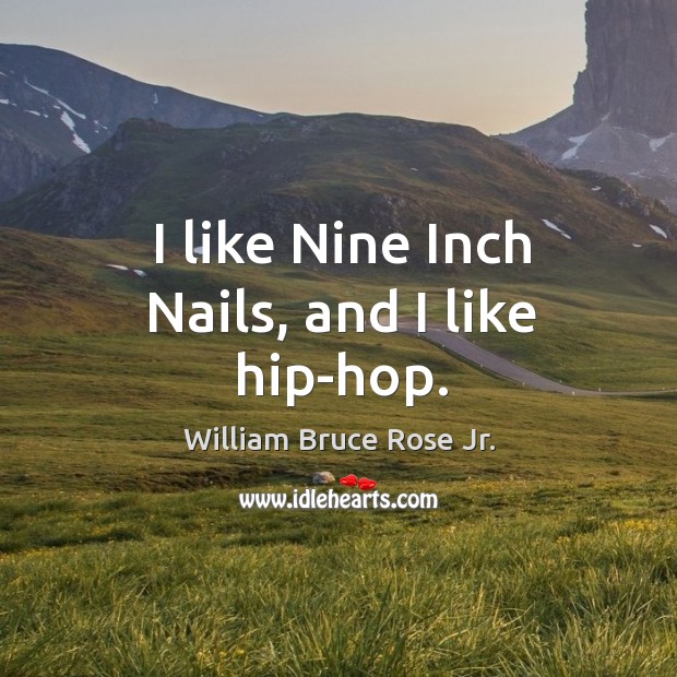 I like nine inch nails, and I like hip-hop. William Bruce Rose Jr. Picture Quote