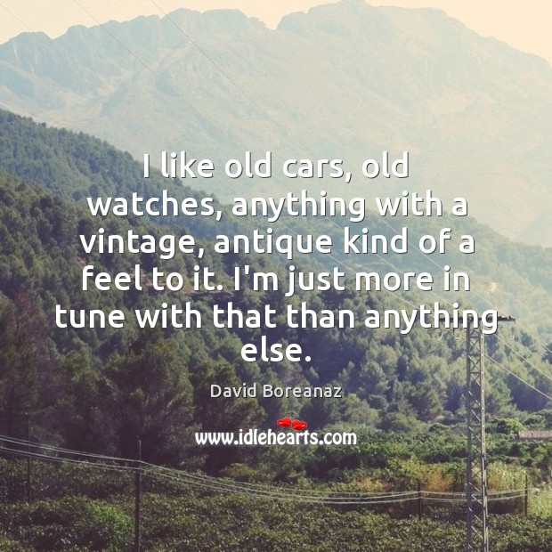 I like old cars, old watches, anything with a vintage, antique kind David Boreanaz Picture Quote