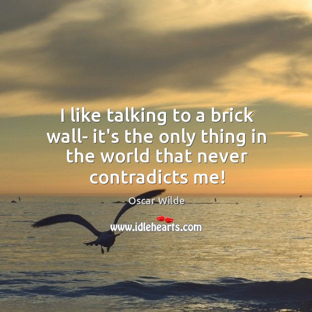 I like talking to a brick wall- it’s the only thing in Image