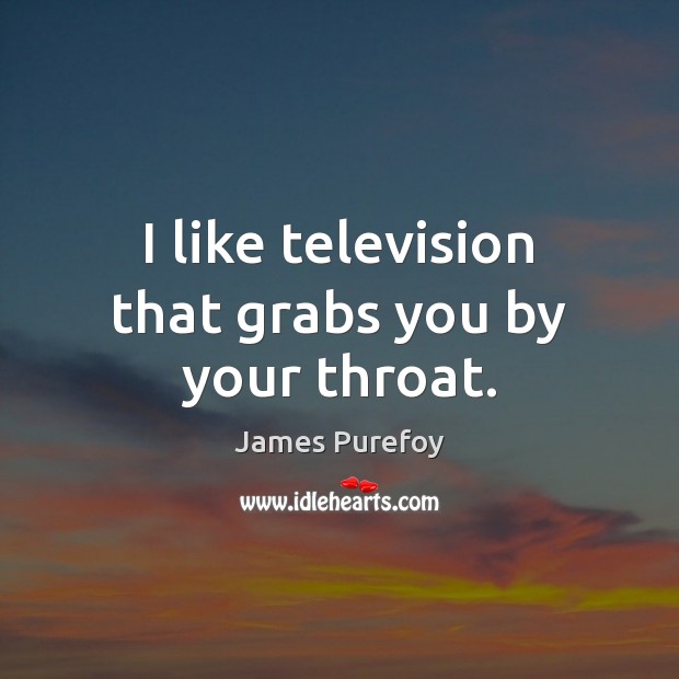 I like television that grabs you by your throat. James Purefoy Picture Quote