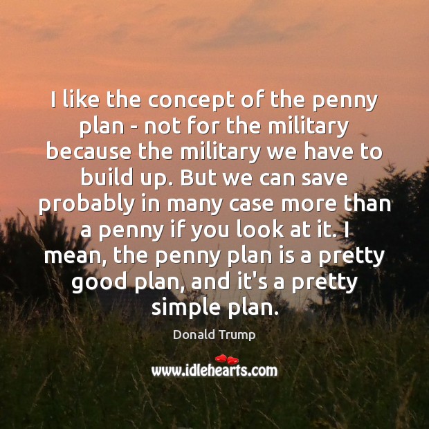 I like the concept of the penny plan – not for the Donald Trump Picture Quote