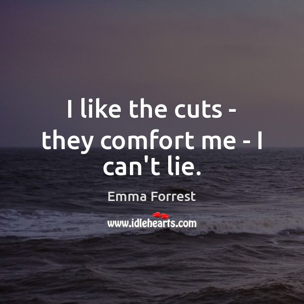 I like the cuts – they comfort me – I can’t lie. Emma Forrest Picture Quote