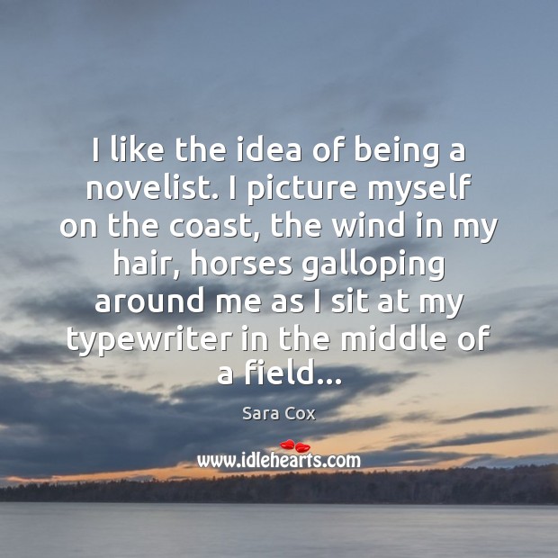 I like the idea of being a novelist. I picture myself on Sara Cox Picture Quote