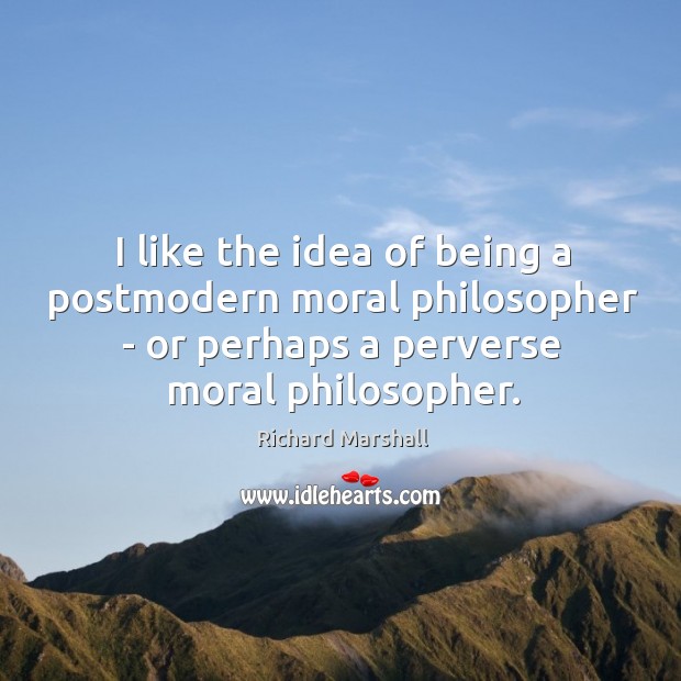 I like the idea of being a postmodern moral philosopher – or Richard Marshall Picture Quote