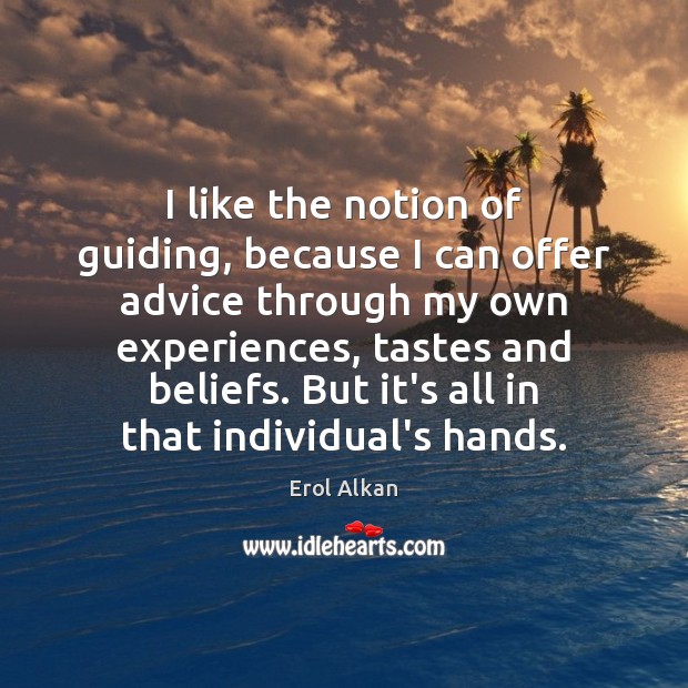 I like the notion of guiding, because I can offer advice through Erol Alkan Picture Quote
